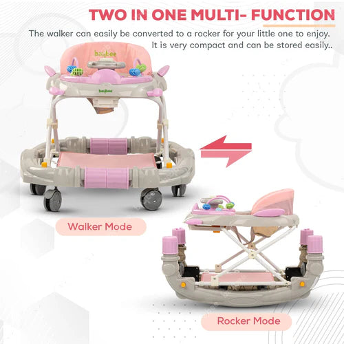 Comet 2 in 1 Baby Walker with Rocker 3 Adjustable Height, Foot Mat, Rocking & Musical Toy Bar