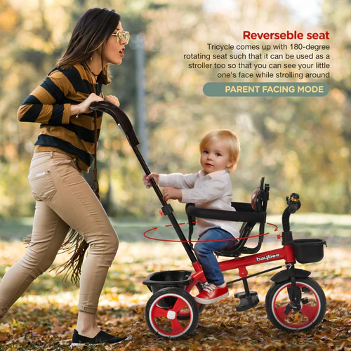 Baybee Albine 2 in 1 Baby Tricycle for Kids, Plug N Play Kids Tricycle with Adjustable Parental Control, Safety guardrail & Cushionseat Baby Kids Cycle, Baby Tricycle for 1.5 to 5 Year