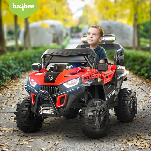 Baybee Roger Rechargeable Battery Operated Jeep for Kids, Kids Cars with Light & Music | Ride Toy Baby Big Jeep Battery Car | Electric Jeep for Kids to Drive 3 to 8 Years Boy Girl (Lite Green)
