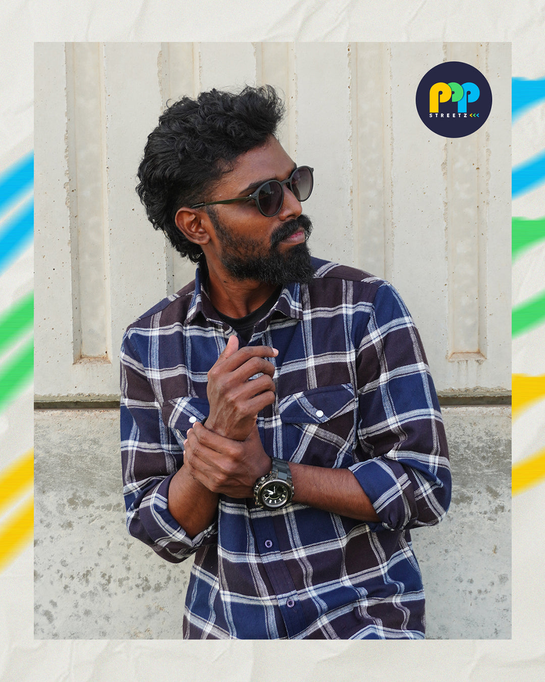 Men's Cotton Blend Casual Checked Full Sleeve Double Pocket Shirt - Multi Color Re