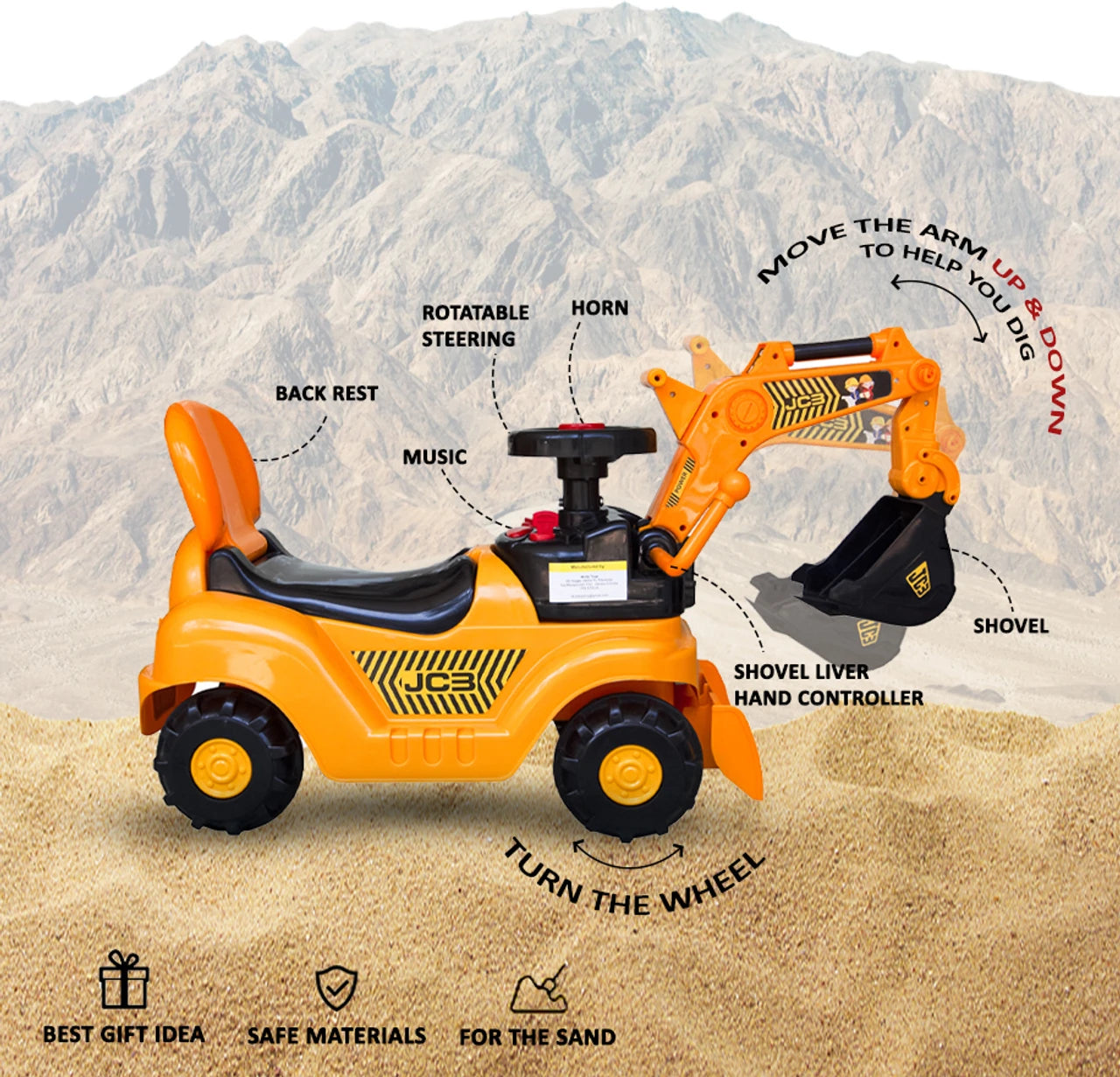 JCB MANUAL OPERRAOR RIDE ON FOR KIDS TO PLAY IN ANY AREA RIDEON