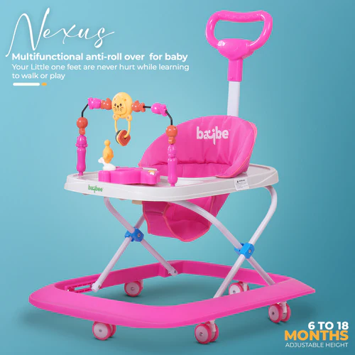 Baybee Nexus Baby Walker for Kids with Parental Push Handle & 2 Height Adjustable, Multi-Function Folding Activity Walker for Baby with Musical Toy Bar | Walker Baby 6-18 Months Boys Girls