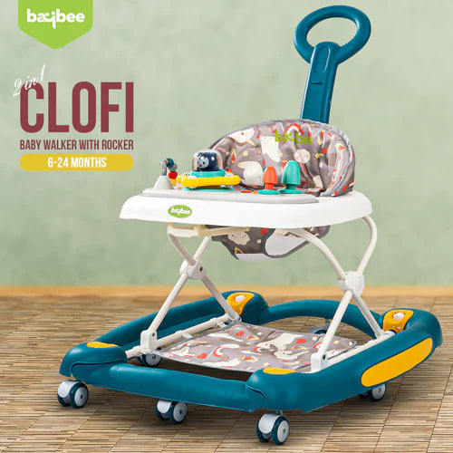 Clofi 2 in 1 Baby Walker for Kids with Rocker, Push Handle, 3 Height Adjustable