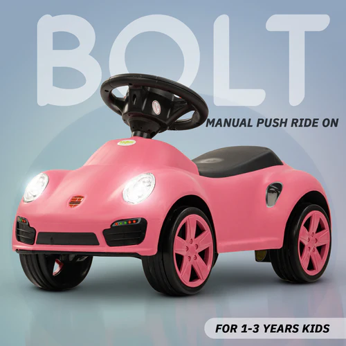 Bolt Push Ride on Car for Kids, Rideons Cars with Music, Light & Comfort Seat,Push Baby Car for Kids to Drive