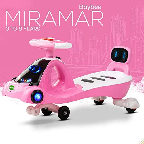 Baybee Miramar Kids Magic Swing Cars for Kids Baby, Twister Magic Ride on Toy Car for Kids with LED Lights, Music & PP Wheels, Kids Ride on Baby Magic car for Kids 3 to 8 Years Boys & Girls