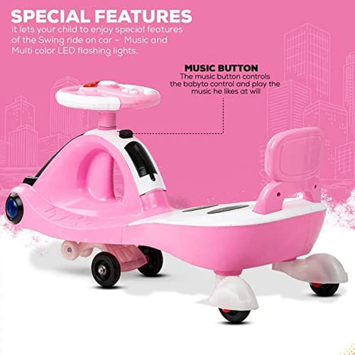 Baybee Miramar Kids Magic Swing Cars for Kids Baby, Twister Magic Ride on Toy Car for Kids with LED Lights, Music & PP Wheels, Kids Ride on Baby Magic car for Kids 3 to 8 Years Boys & Girls