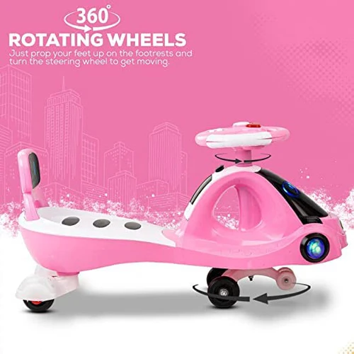 Baybee Miramar Kids Magic Swing Cars for Kids Baby, Twister Magic Ride on Toy Car for Kids with LED Lights, Music & PP Wheels, Kids Ride on Baby Magic car for Kids 3 to 8 Years Boys & Girls