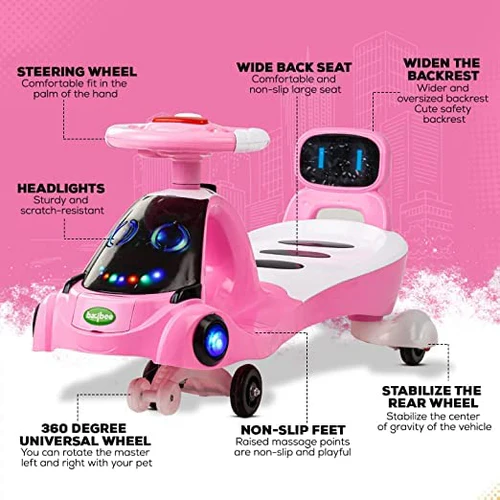 Baybee Miramar Kids Magic Swing Cars for Kids Baby, Twister Magic Ride on Toy Car for Kids with LED Lights, Music & PP Wheels, Kids Ride on Baby Magic car for Kids 3 to 8 Years Boys & Girls