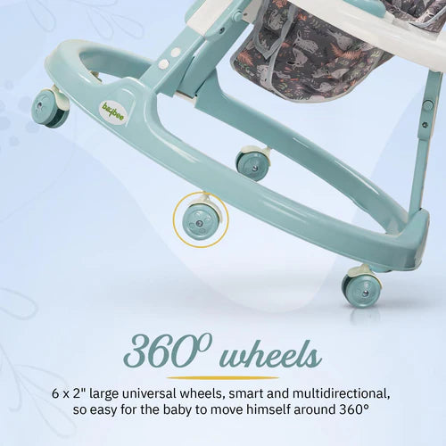 2 in 1 Minto Baby Walker for Kids with Push Handle, 2 Height Adjustable, Footmat & Musical Toy Bar