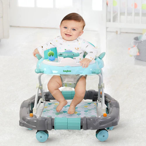 Comet 2 in 1 Baby Walker with Rocker 3 Adjustable Height, Foot Mat, Rocking & Musical Toy Bar