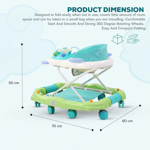 Comet 2 in 1 Baby Walker with Rocker 3 Adjustable Height, Foot Mat, Rocking & Musical Toy Bar