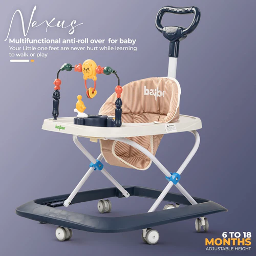 Baybee Nexus Baby Walker for Kids with Parental Push Handle & 2 Height Adjustable, Multi-Function Folding Activity Walker for Baby with Musical Toy Bar | Walker Baby 6-18 Months Boys Girls