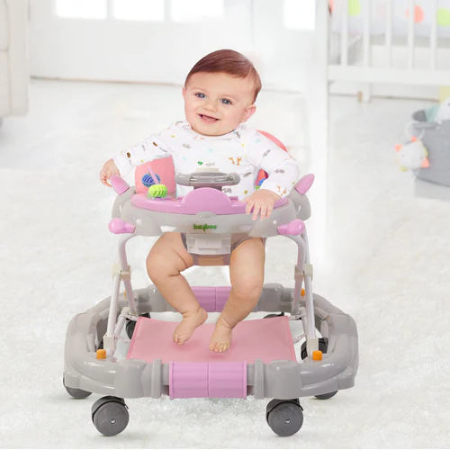 Comet 2 in 1 Baby Walker with Rocker 3 Adjustable Height, Foot Mat, Rocking & Musical Toy Bar