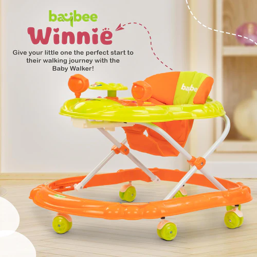 Baybee Winnie Baby Walker Round Kids Walker for Babies Cycle with Adjustable Height and Musical Toy Bar Rattles and Toys Ultra Soft Seat-Activity Walker for Baby 6-18 Months Boy Girl