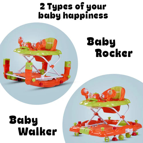 Cheezy Baby Walker Cum Rocker for Baby with Height Adjustable, Musical Toy Bar & Parental Push Handle