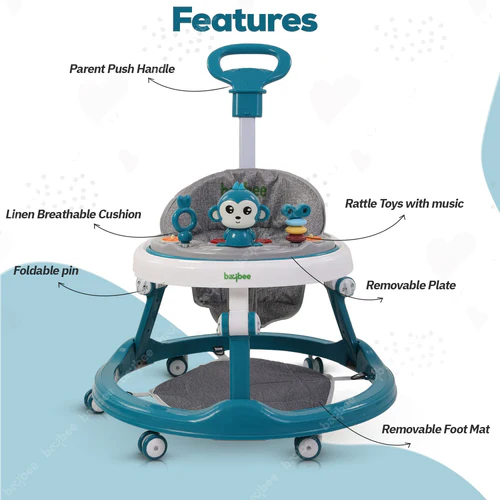 Drono Pro Baby Walker for Kids, Round Kids Walker with Parental Push Handle