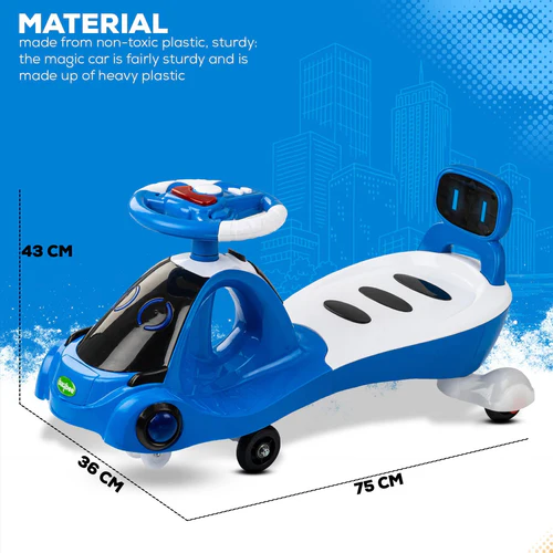 Baybee Miramar Kids Magic Swing Cars for Kids Baby, Twister Magic Ride on Toy Car for Kids with LED Lights, Music & PP Wheels, Kids Ride on Baby Magic car for Kids 3 to 8 Years Boys & Girls