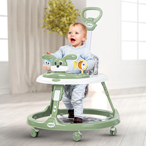 2 in 1 Bunny Pro Baby Walker for Kids with Push Handle, Kids Walker with 2 Adjustable Height, Mat & Musical Toy Bar  Activity Walker for Baby  Push Walker Baby 6-18 Months Boys Girls