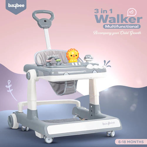 Baybee Zeni 3 IN 1 Baby Walker for Kids, Activity Kids Walker with Parental Push Handle & 3 Height Adjustable, Walker for Baby with Musical Toy Bar & Stopper, Walker Baby 6-18 Months Boys Girls