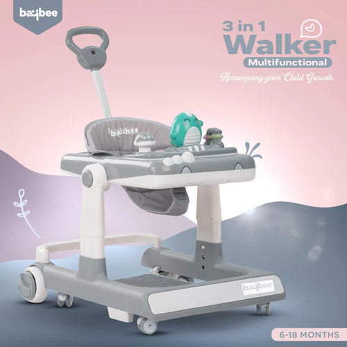 Baybee Flix 3 IN 1 Baby Walker for Kids, Activity Kids Walker with Parental Push Handle & 3 Height Adjustable, Walker for Baby with Musical Toy Bar & Stopper, Walker Baby 6-18 Months Boys Girls