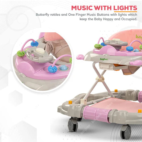 Comet 2 in 1 Baby Walker with Rocker 3 Adjustable Height, Foot Mat, Rocking & Musical Toy Bar