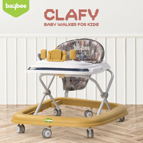 Clafy Baby Walker for Kids, Folding Walker with 3 Height Adjustable, Cushion Seat, Removable Tray