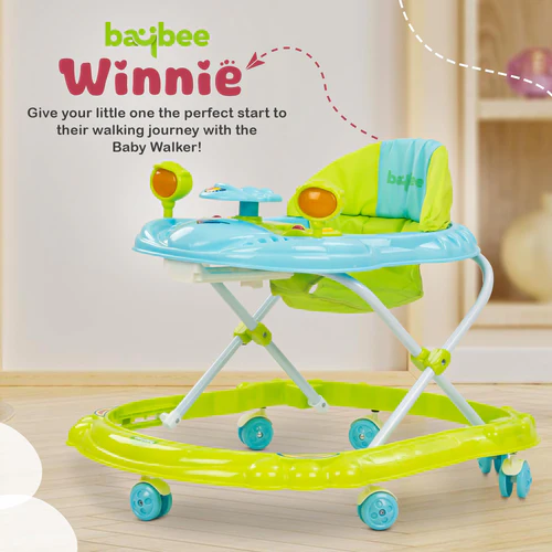 Baybee Winnie Baby Walker Round Kids Walker for Babies Cycle with Adjustable Height and Musical Toy Bar Rattles and Toys Ultra Soft Seat-Activity Walker for Baby 6-18 Months Boy Girl