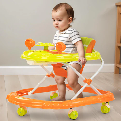 Baybee Winnie Baby Walker Round Kids Walker for Babies Cycle with Adjustable Height and Musical Toy Bar Rattles and Toys Ultra Soft Seat-Activity Walker for Baby 6-18 Months Boy Girl