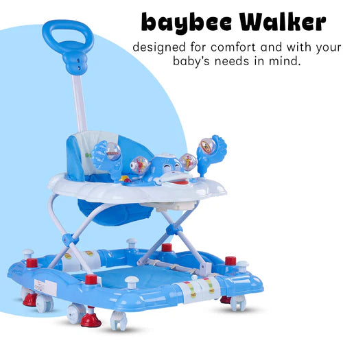 Cheezy Baby Walker Cum Rocker for Baby with Height Adjustable, Musical Toy Bar & Parental Push Handle