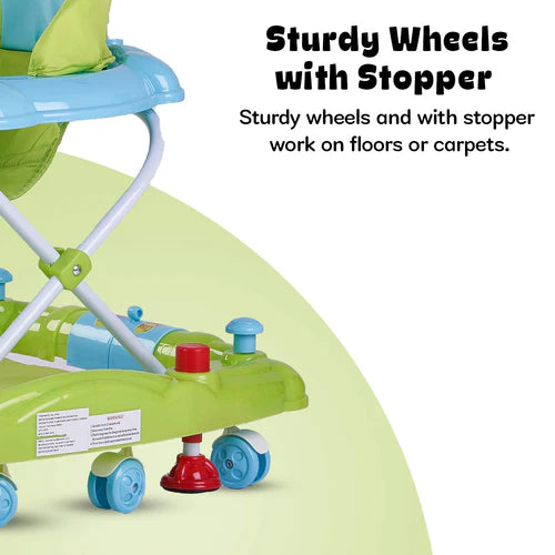 Cheezy Baby Walker Cum Rocker for Baby with Height Adjustable, Musical Toy Bar & Parental Push Handle