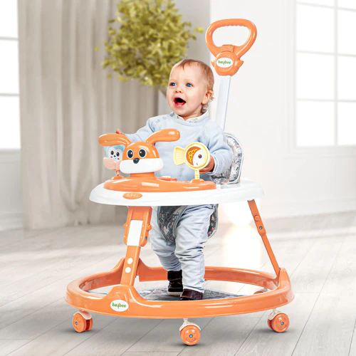 2 in 1 Bunny Pro Baby Walker for Kids with Push Handle, Kids Walker with 2 Adjustable Height, Mat & Musical Toy Bar  Activity Walker for Baby  Push Walker Baby 6-18 Months Boys Girls