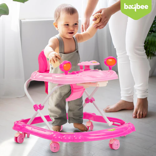 Baybee Winnie Baby Walker Round Kids Walker for Babies Cycle with Adjustable Height and Musical Toy Bar Rattles and Toys Ultra Soft Seat-Activity Walker for Baby 6-18 Months Boy Girl