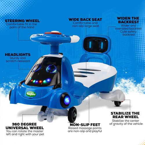 Baybee Miramar Kids Magic Swing Cars for Kids Baby, Twister Magic Ride on Toy Car for Kids with LED Lights, Music & PP Wheels, Kids Ride on Baby Magic car for Kids 3 to 8 Years Boys & Girls