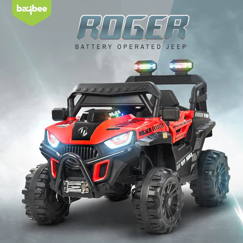 Baybee Roger Rechargeable Battery Operated Jeep for Kids, Kids Cars with Light & Music | Ride Toy Baby Big Jeep Battery Car | Electric Jeep for Kids to Drive 3 to 8 Years Boy Girl (Lite Green)