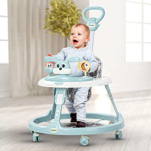 2 in 1 Bunny Pro Baby Walker for Kids with Push Handle, Kids Walker with 2 Adjustable Height, Mat & Musical Toy Bar  Activity Walker for Baby  Push Walker Baby 6-18 Months Boys Girls