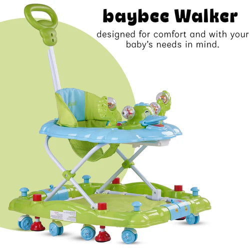 Cheezy Baby Walker Cum Rocker for Baby with Height Adjustable, Musical Toy Bar & Parental Push Handle