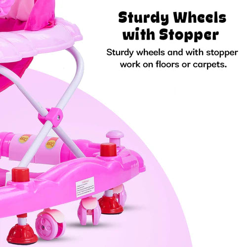 Cheezy Baby Walker Cum Rocker for Baby with Height Adjustable, Musical Toy Bar & Parental Push Handle