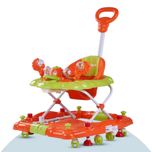 Cheezy Baby Walker Cum Rocker for Baby with Height Adjustable, Musical Toy Bar & Parental Push Handle