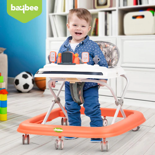 Clafy Baby Walker for Kids, Folding Walker with 3 Height Adjustable, Cushion Seat, Removable Tray