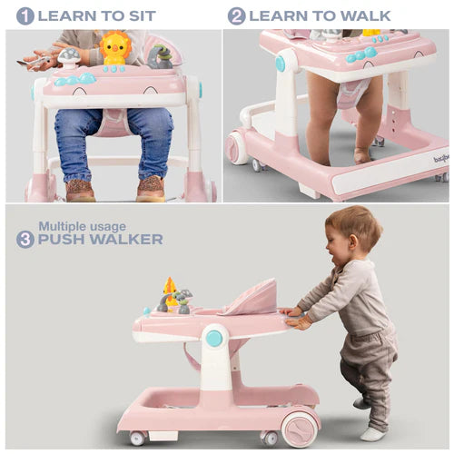 Baybee Zeni 3 IN 1 Baby Walker for Kids, Activity Kids Walker with Parental Push Handle & 3 Height Adjustable, Walker for Baby with Musical Toy Bar & Stopper, Walker Baby 6-18 Months Boys Girls