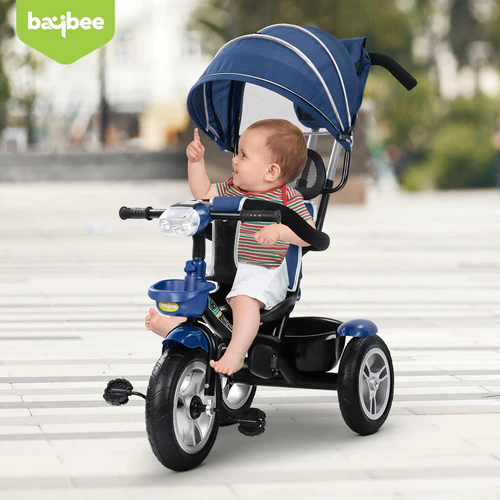 Baybee Klinto 2 in 1 Baby Tricycle for Kids, Plug N Play Kids Tricycle with Parental Control, Canopy, Rubber Wheels & Safety guardrail, Baby Kids Cycle Trikes, Baby Tricycle for 1.5 to 5 Year