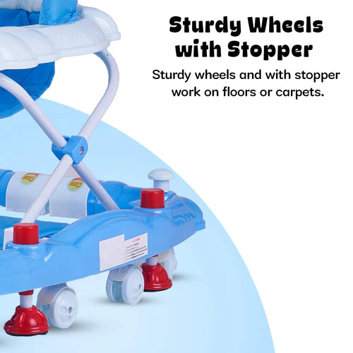 Cheezy Baby Walker Cum Rocker for Baby with Height Adjustable, Musical Toy Bar & Parental Push Handle