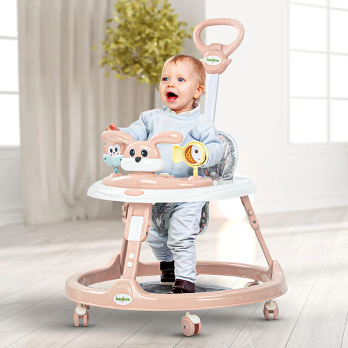 2 in 1 Bunny Pro Baby Walker for Kids with Push Handle, Kids Walker with 2 Adjustable Height, Mat & Musical Toy Bar  Activity Walker for Baby  Push Walker Baby 6-18 Months Boys Girls