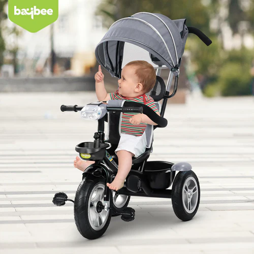 Baybee Klinto 2 in 1 Baby Tricycle for Kids, Plug N Play Kids Tricycle with Parental Control, Canopy, Rubber Wheels & Safety guardrail, Baby Kids Cycle Trikes, Baby Tricycle for 1.5 to 5 Year