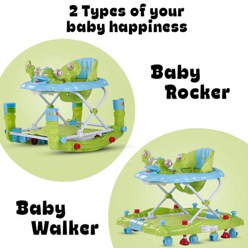 Cheezy Baby Walker Cum Rocker for Baby with Height Adjustable, Musical Toy Bar & Parental Push Handle