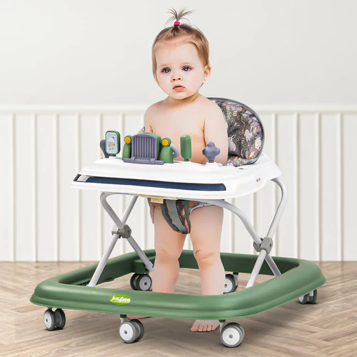 Clafy Baby Walker for Kids, Folding Walker with 3 Height Adjustable, Cushion Seat, Removable Tray