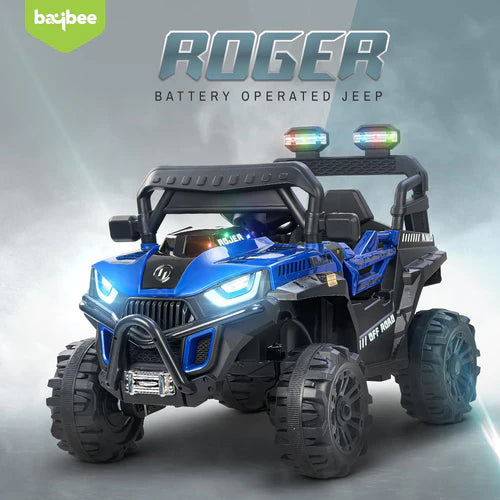 Baybee Roger Rechargeable Battery Operated Jeep for Kids, Kids Cars with Light & Music | Ride Toy Baby Big Jeep Battery Car | Electric Jeep for Kids to Drive 3 to 8 Years Boy Girl (Lite Green)