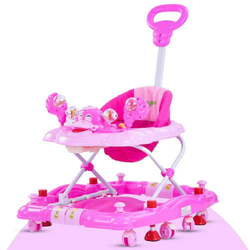 Cheezy Baby Walker Cum Rocker for Baby with Height Adjustable, Musical Toy Bar & Parental Push Handle