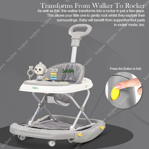 Baybee Twirly Baby Walker Cum Rocker Kids Walker for Babies with Adjustable Height and Musical Toy Bar Rattles and Toys Ultra Soft Seat-Activity Walker for Kids Wheel 6 Months to 2 Year