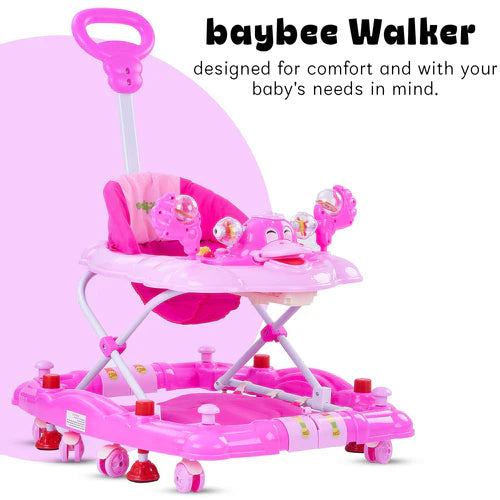 Cheezy Baby Walker Cum Rocker for Baby with Height Adjustable, Musical Toy Bar & Parental Push Handle